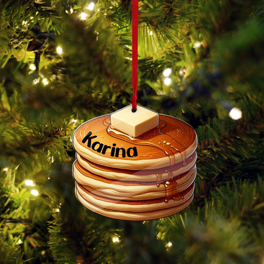 Personalized Pancake Christmas Ornament, Custom Name Pancake Lover Ornament ON1341