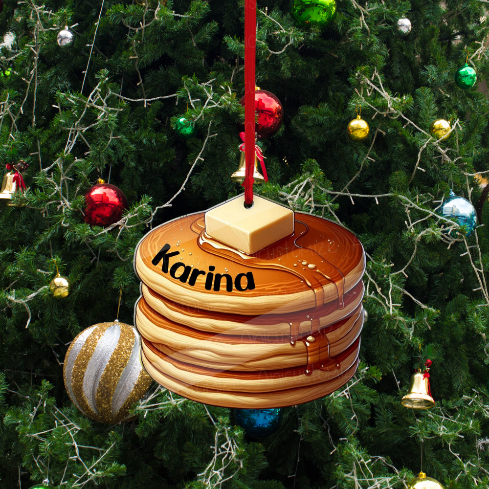 Personalized Pancake Christmas Ornament, Custom Name Pancake Lover Ornament ON1341