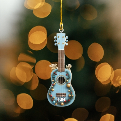 Personalized Ukulele Christmas Ornament, Custom Name Ukulele Lovers Ornament ON1629