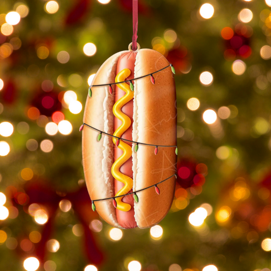 Hot Dog Light Christmas Ornament, Hot Dog Lover Ornament ON1137