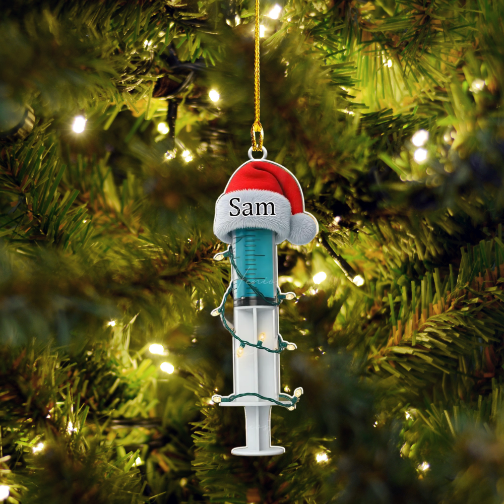 Personalized Syringe And Needle Christmas Ornament, Custom Name Syringe Ornament ON1571