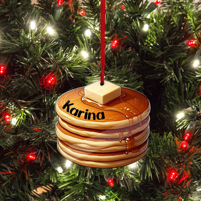 Personalized Pancake Christmas Ornament, Custom Name Pancake Lover Ornament ON1341