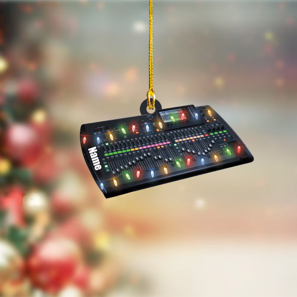 Personalized Black Digital Audio Mixer Christmas Lights Ornament, Custom Digital Audio Mixer Ornament ON0787