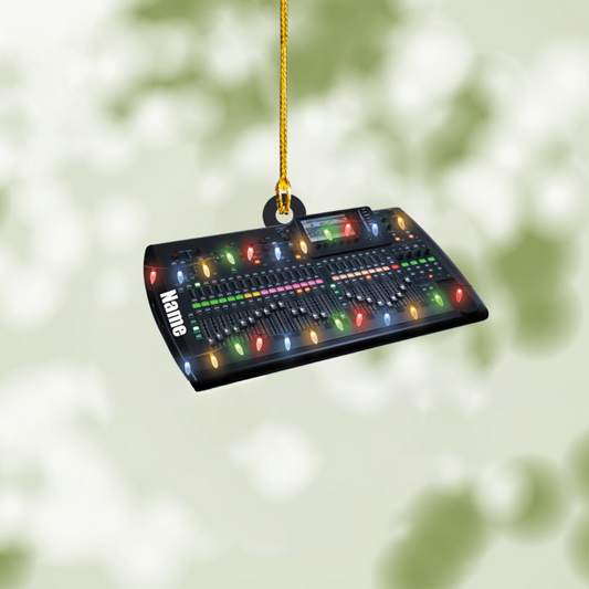 Personalized Black Digital Audio Mixer Christmas Lights Ornament, Custom Digital Audio Mixer Ornament ON0787