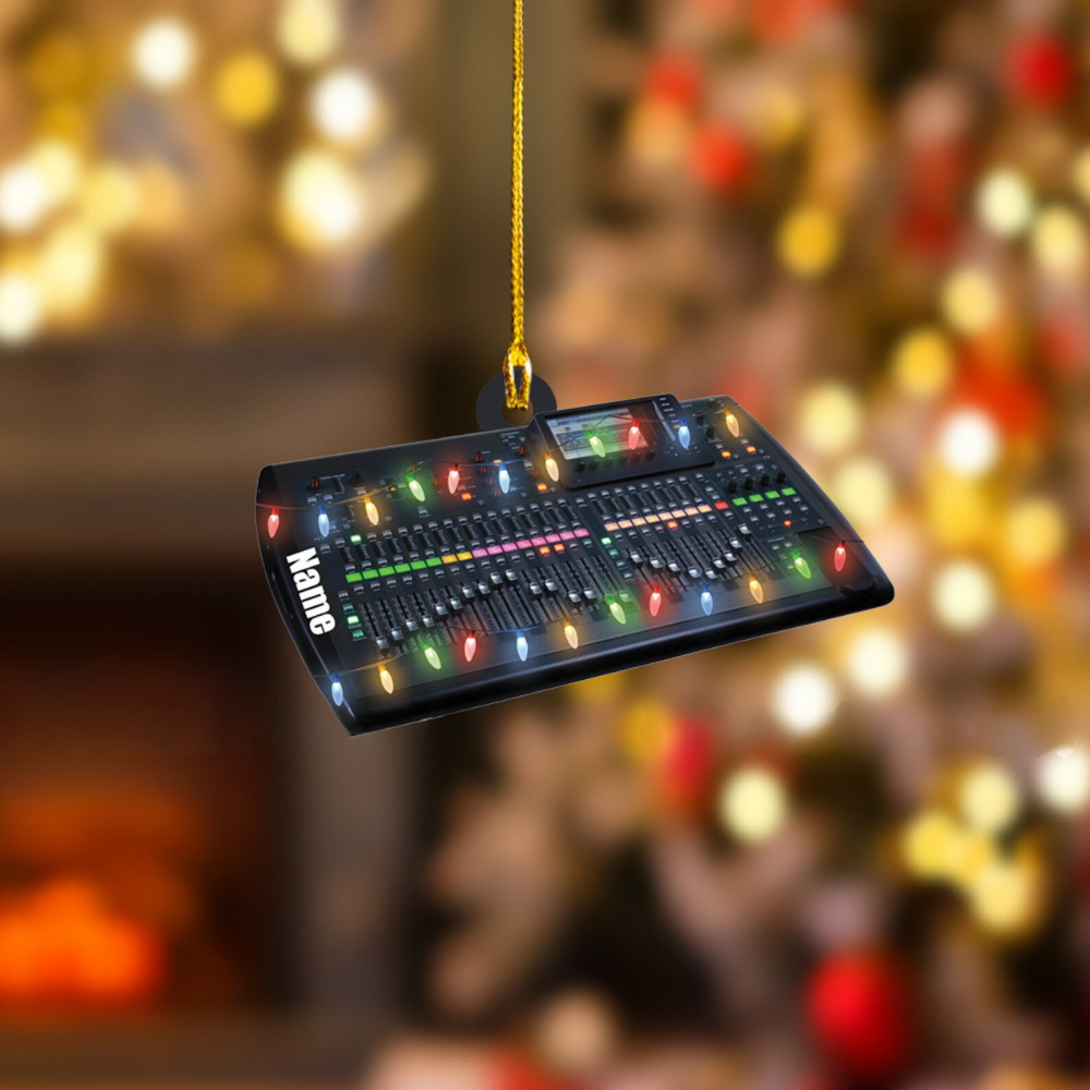 Personalized Black Digital Audio Mixer Christmas Lights Ornament, Custom Digital Audio Mixer Ornament ON0787