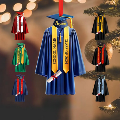 Personalized Graduation Gown Ornament, Custom College Graduation 2024 Ornament ON1143