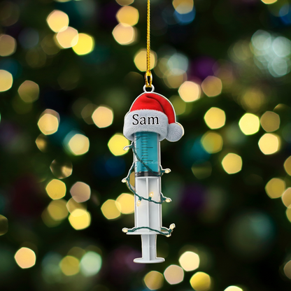 Personalized Syringe And Needle Christmas Ornament, Custom Name Syringe Ornament ON1571