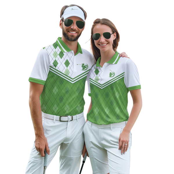 Matching Argyle Golf Polo Shirt For Couples, Mens And Womens Matching Golf Shirts GE0065