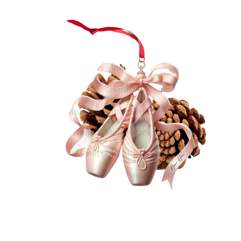 Personalized Ballet Shoes Christmas Ornament, Custom Name Ballet Dancer Ballet Shoes Xmas Ornament ON0790