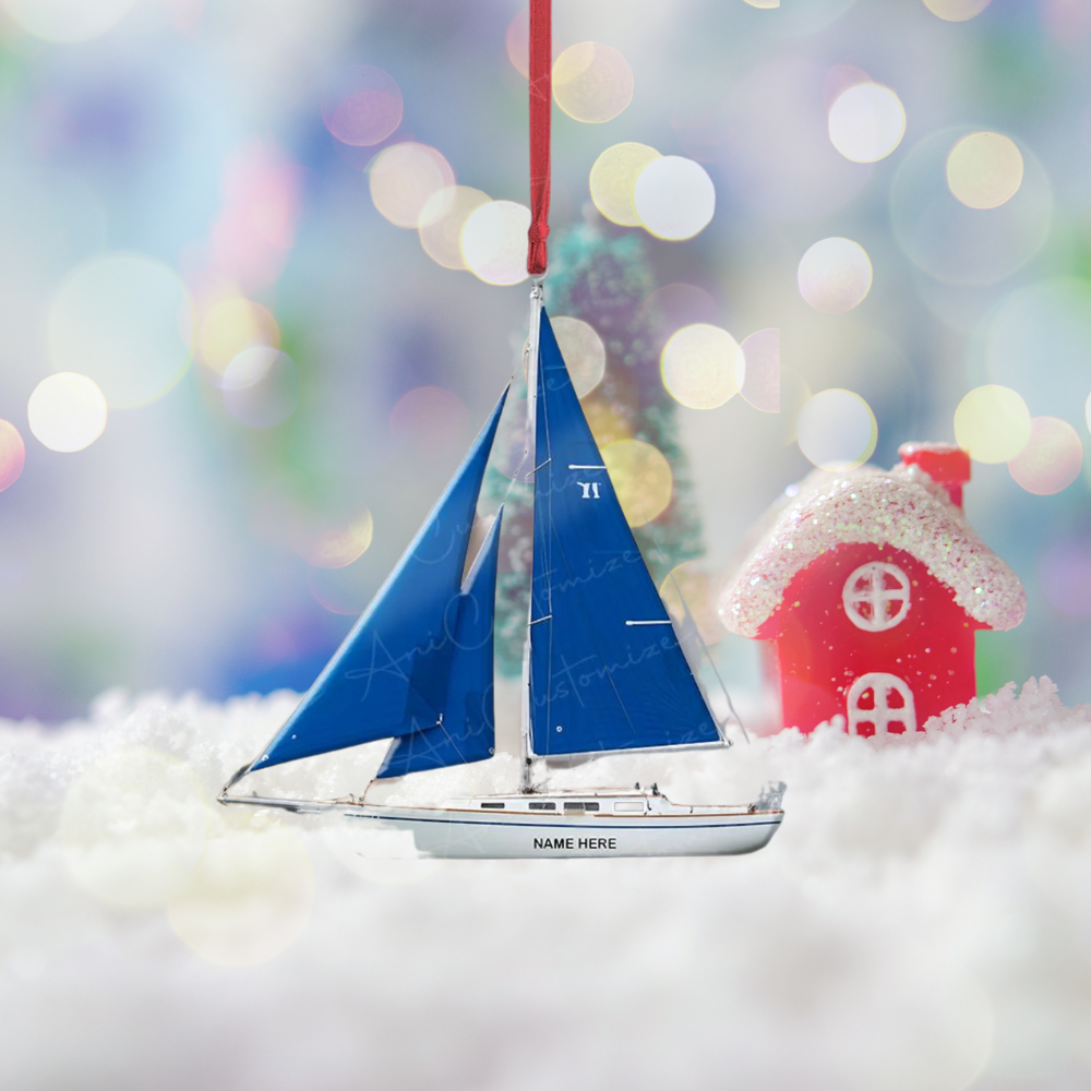 Personalized Sailboat Ornament, Custom Name Sailing Ornament ON1324