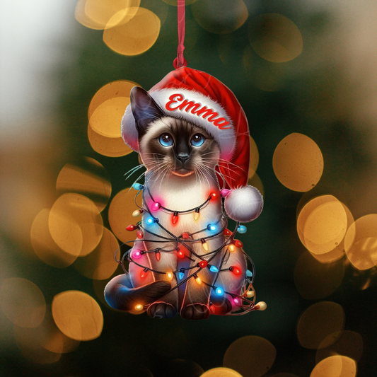 Personalized Siamese Cat Christmas Ornament, Custom Name Siamese Cat Lover Ornament ON1367