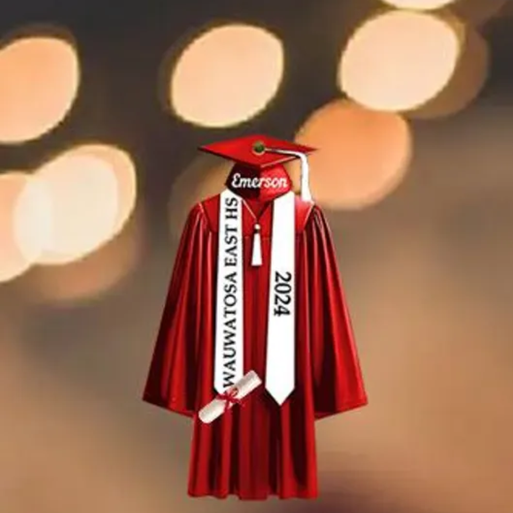 Personalized Graduation Gown Ornament, Custom College Graduation 2024 Ornament ON1143