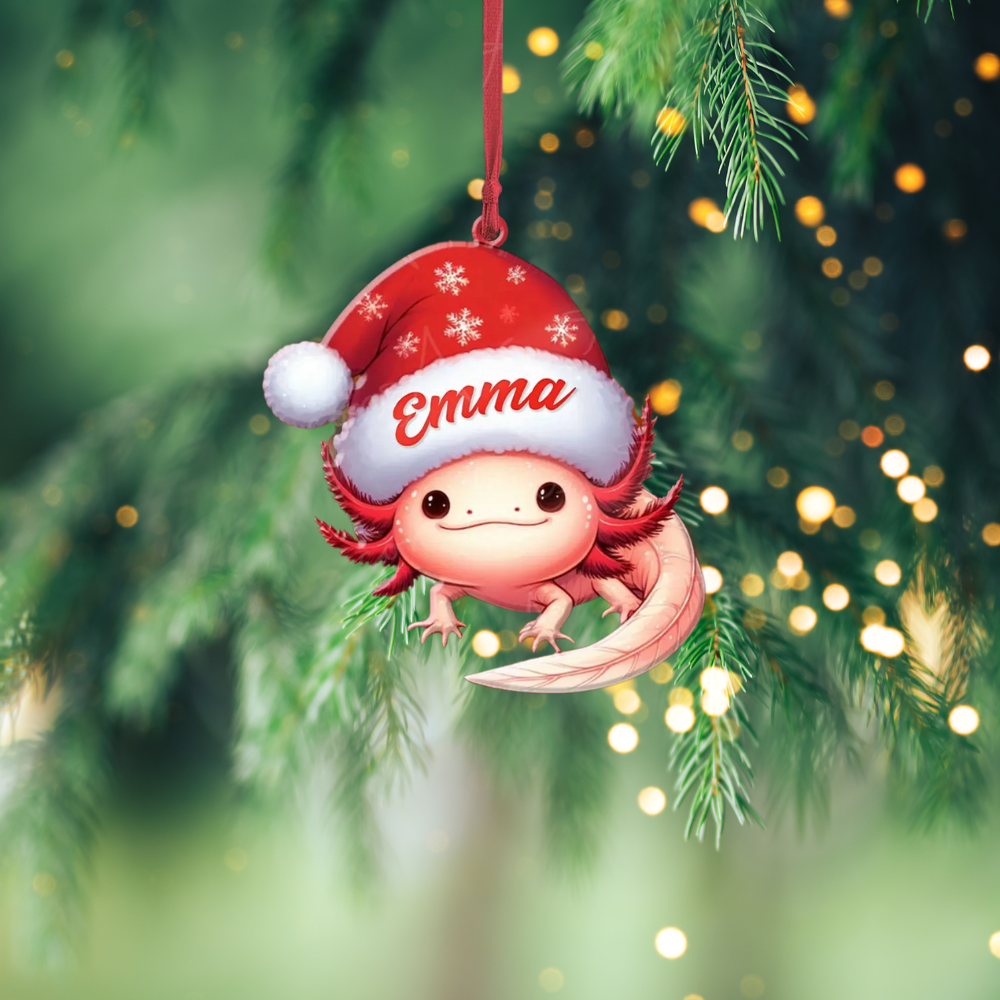 Personalized Axolotl Christmas Ornament, Custom Name Axolotl Lover Ornament ON1296