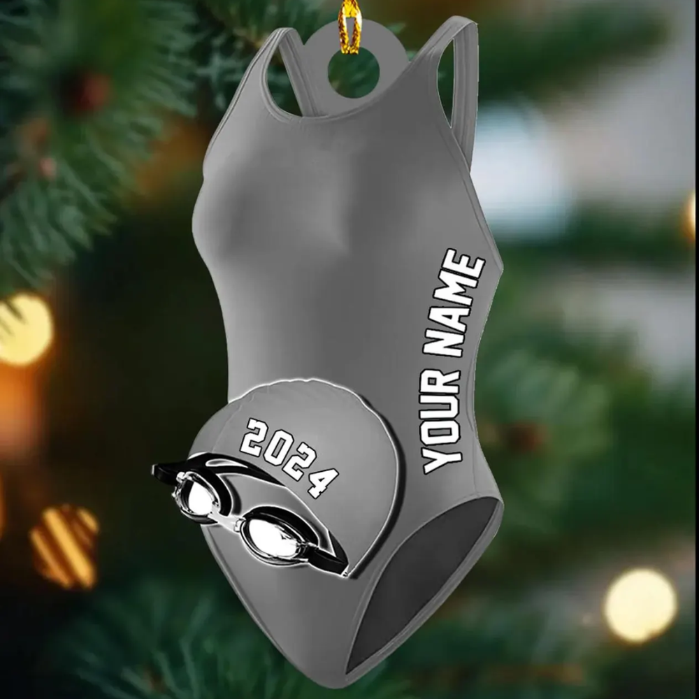 Personalized Swimsuit Christmas Ornament, Custom Name Swimmer Swimming Lovers Ornament ON1182