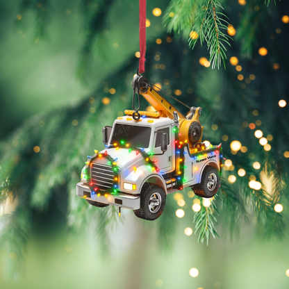 Personalized Tow Truck Christmas Light Ornament, Custom Name Truck Driver Ornament ON1327