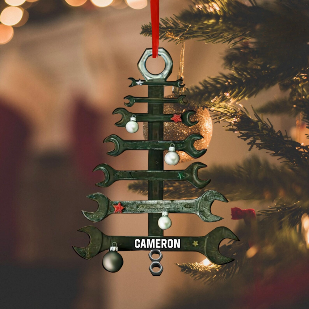 Personalized Mechanic Tools Christmas Tree Ornament, Custom Name Mechanic Ornament ON1333