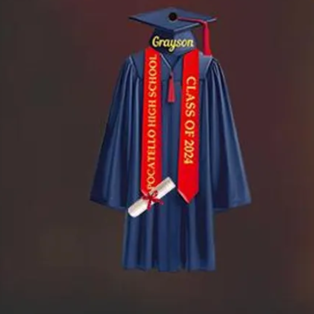 Personalized Graduation Gown Ornament, Custom College Graduation 2024 Ornament ON1143