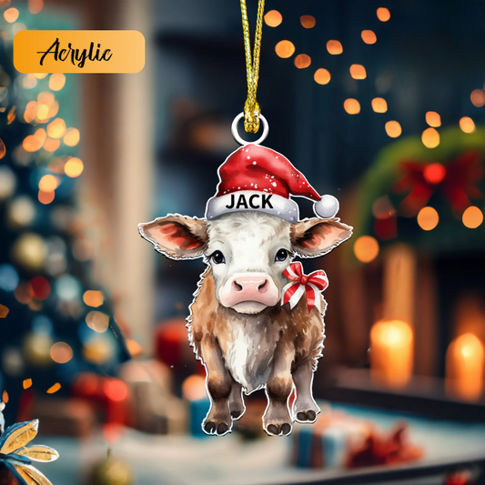 Personalized Cow Christmas Ornament, Custom Name Cow Ornament For Farmer ON0699