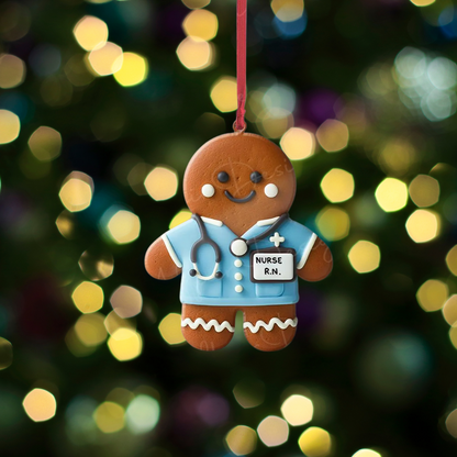 Personalized Gingerbread Nurse Ornament, Custom Name Nursing Healthcare Workers Ornament ON1368