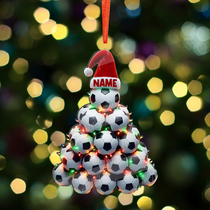 Personalized Soccer Ball Christmas Tree Ornament, Custom Name Soccer Lovers Ornament ON1674