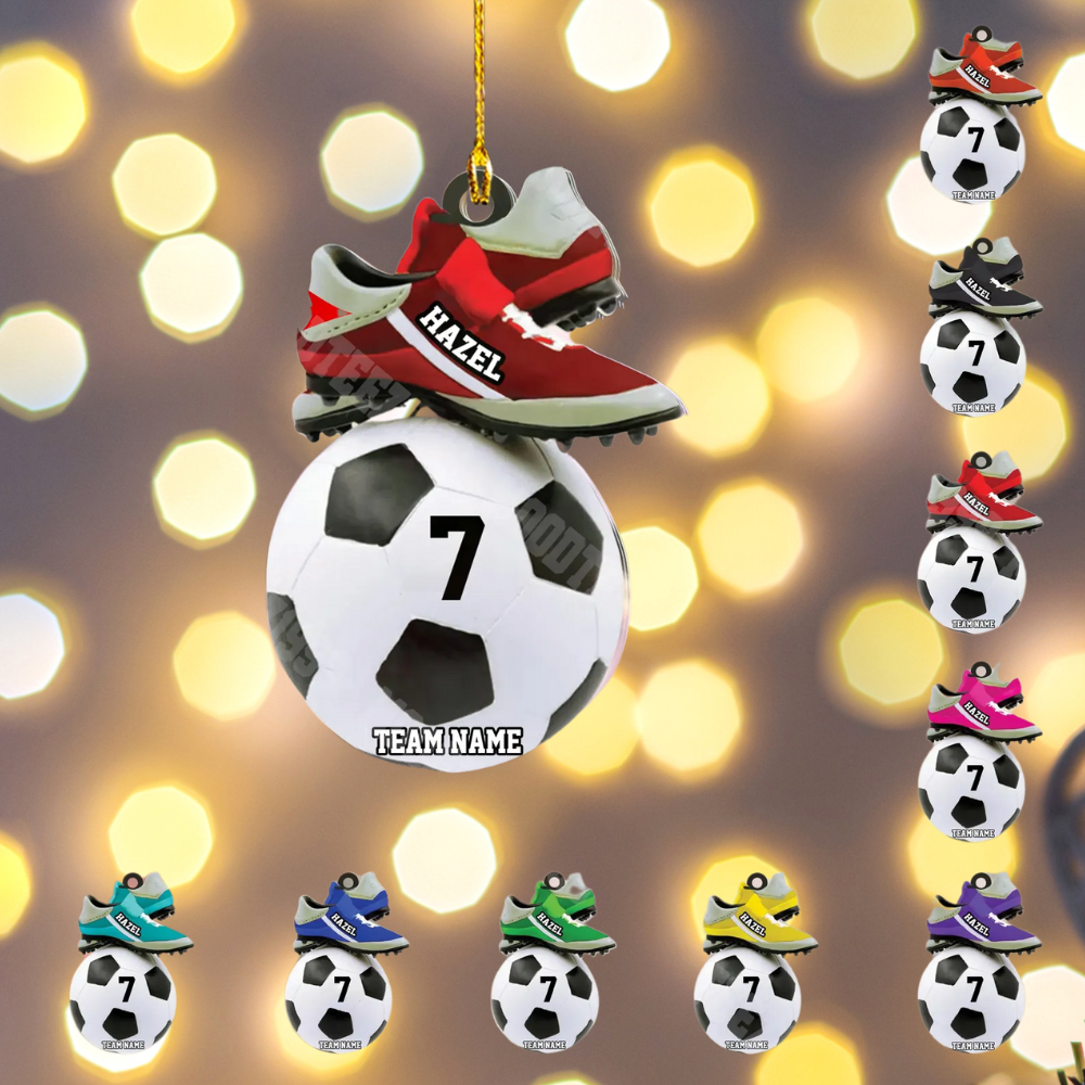 Personalized Soccer Christmas Ornament 2024, Custom Name Number Soccer Player Ornament ON1364