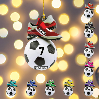 Personalized Soccer Christmas Ornament 2024, Custom Name Number Soccer Player Ornament ON1364