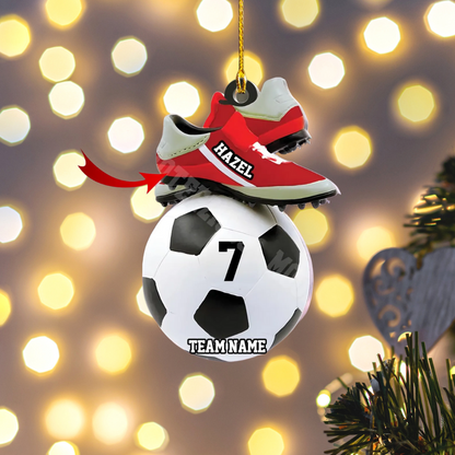 Personalized Soccer Christmas Ornament 2024, Custom Name Number Soccer Player Ornament ON1364