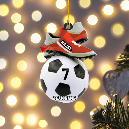 Personalized Soccer Christmas Ornament 2024, Custom Name Number Soccer Player Ornament ON1364