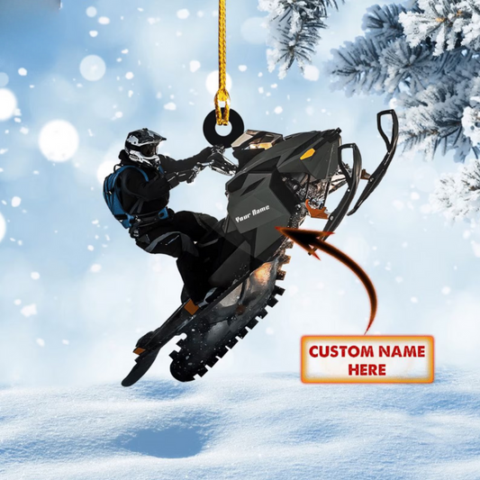 Personalized Snowmobile Christmas Ornament 2024, Custom Name Snow Mobile Rider Ornament ON0479