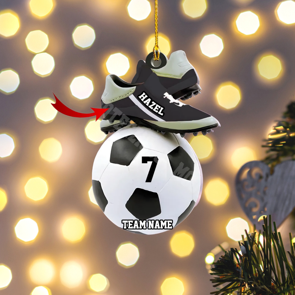 Personalized Soccer Christmas Ornament 2024, Custom Name Number Soccer Player Ornament ON1364