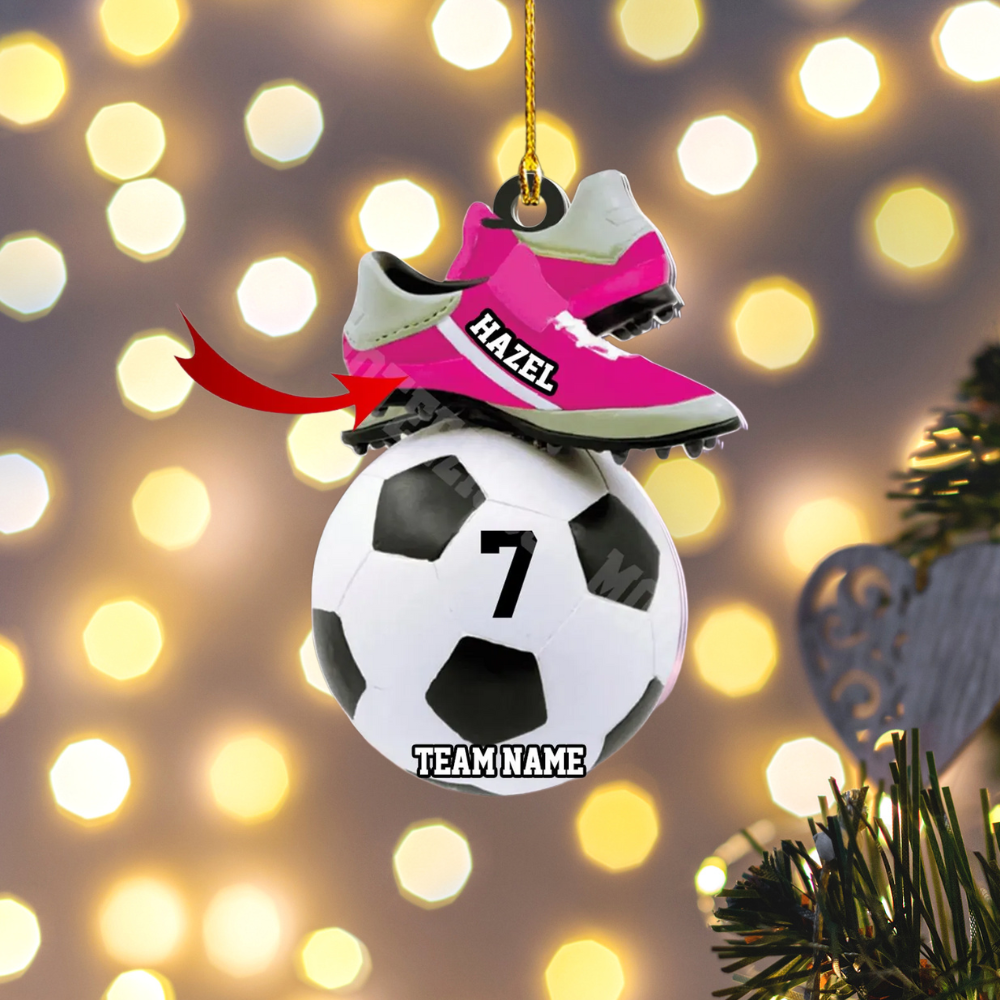 Personalized Soccer Christmas Ornament 2024, Custom Name Number Soccer Player Ornament ON1364