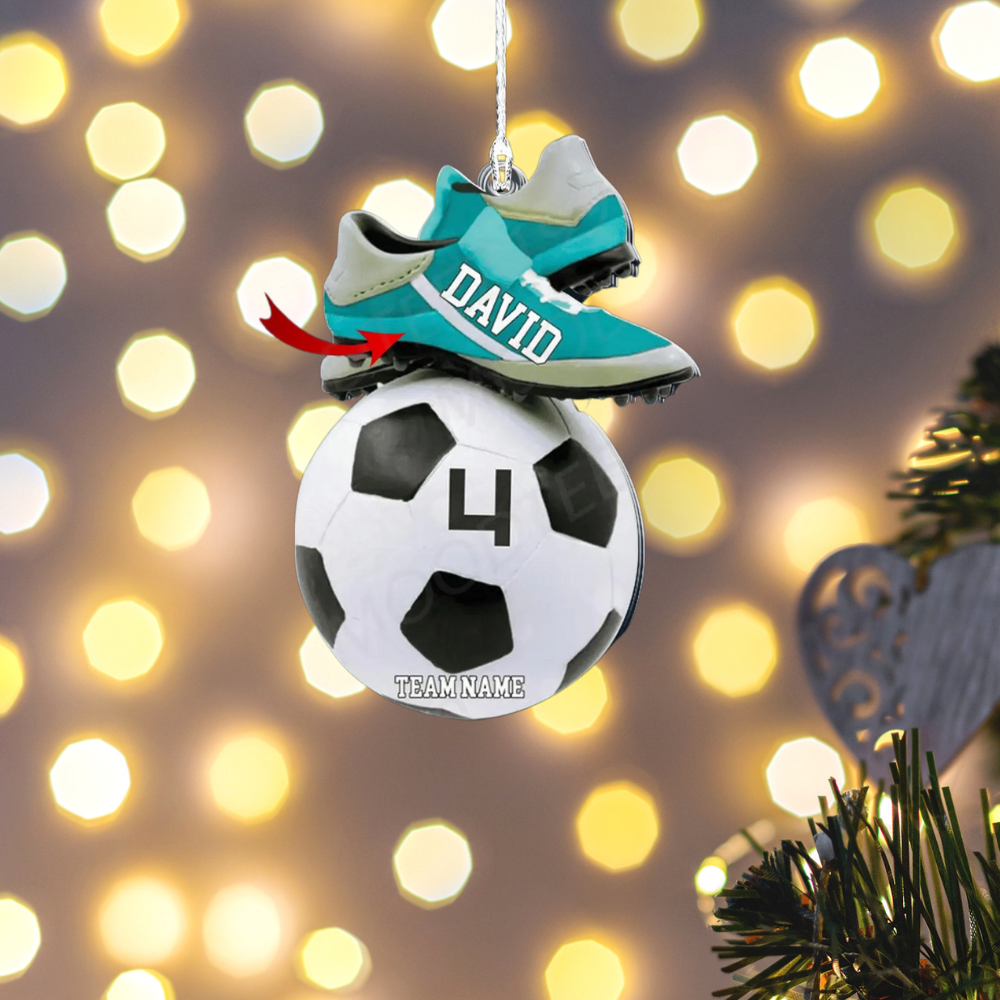 Personalized Soccer Christmas Ornament 2024, Custom Name Number Soccer Player Ornament ON1364