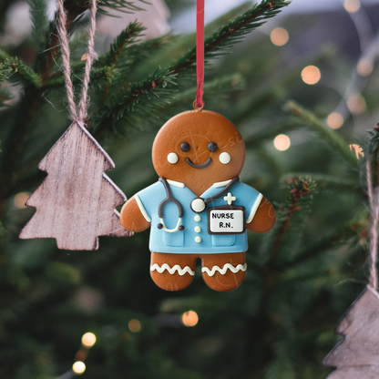 Personalized Gingerbread Nurse Ornament, Custom Name Nursing Healthcare Workers Ornament ON1368