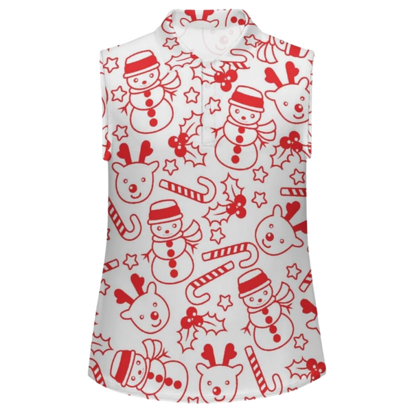 Women's Christmas Golf Shirt Sleeveless, Ladies Christmas Golf Shirts GZ0103