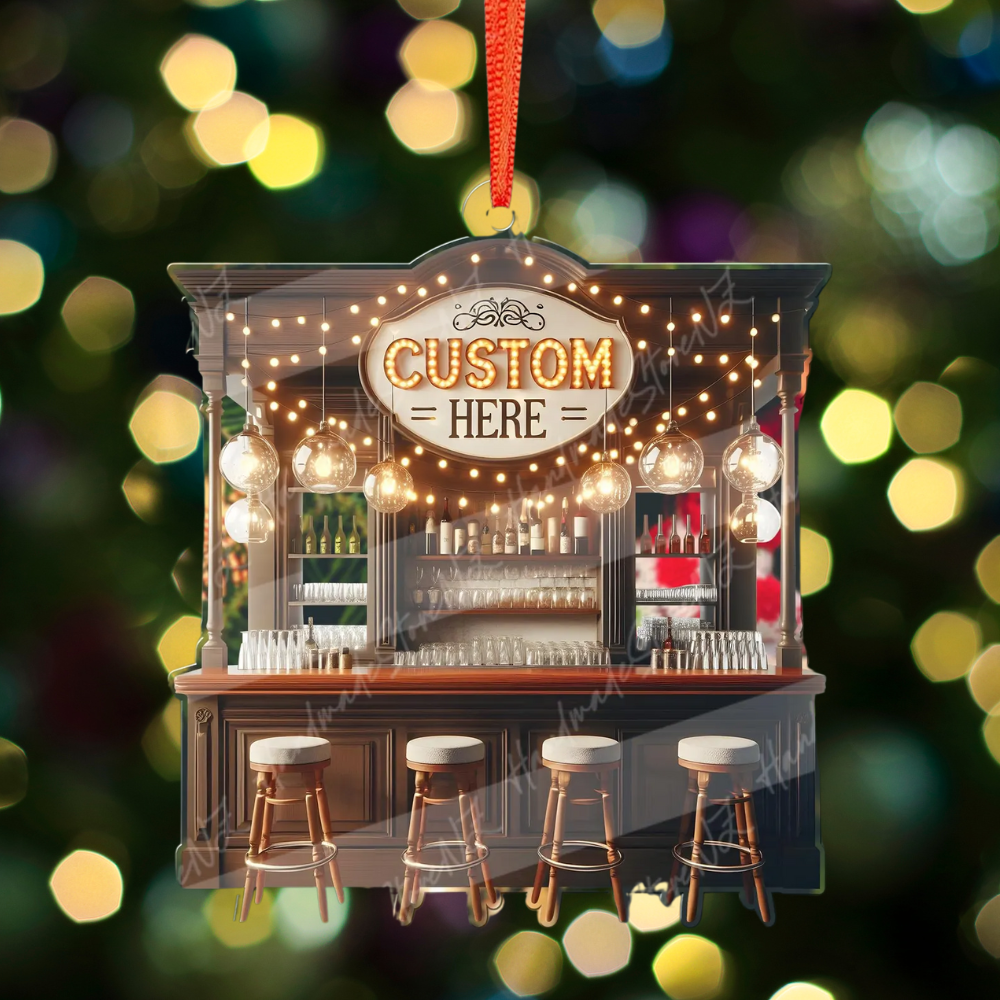 Personalized Bar Christmas Ornament – Custom Name Bartenders and Bar Lovers Ornament ON1722