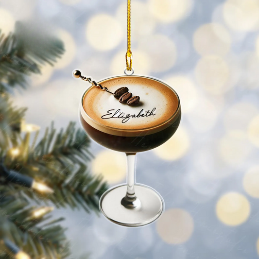 Personalized Espresso Martini  Ornament, Custom Name Martini Drinkers Ornament ON1727