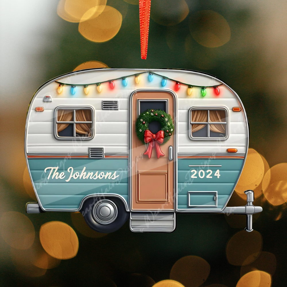 Personalized Travel Trailer Camping Christmas Ornament 2024, Custom Name Vintage Trailer Camper Ornament ON1676