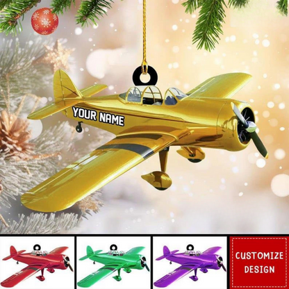 Personalized Airplane Christmas Ornament, Custom Name Airplane Lover Ornament ON1599