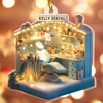 Personalized Dental Hygiene Room Christmas 2d Acrylic Ornament, Custom Name Dentist Christmas Ornament ON1401