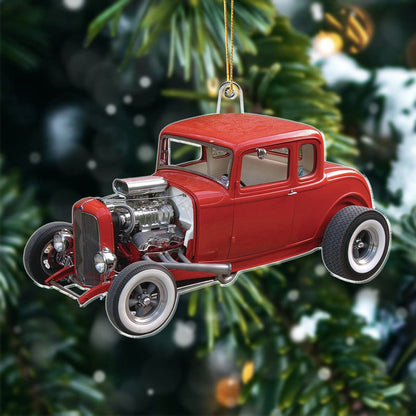 Custom Photo For Rad Rod Engine Build Lovers Acrylic Ornament, Personalized Car Lover Ornament ON1387