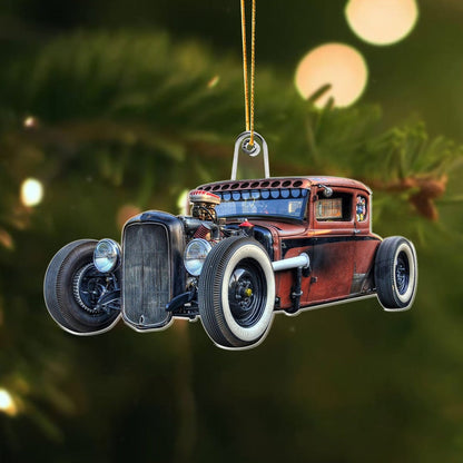 Custom Photo For Rad Rod Engine Build Lovers Acrylic Ornament, Personalized Car Lover Ornament ON1387