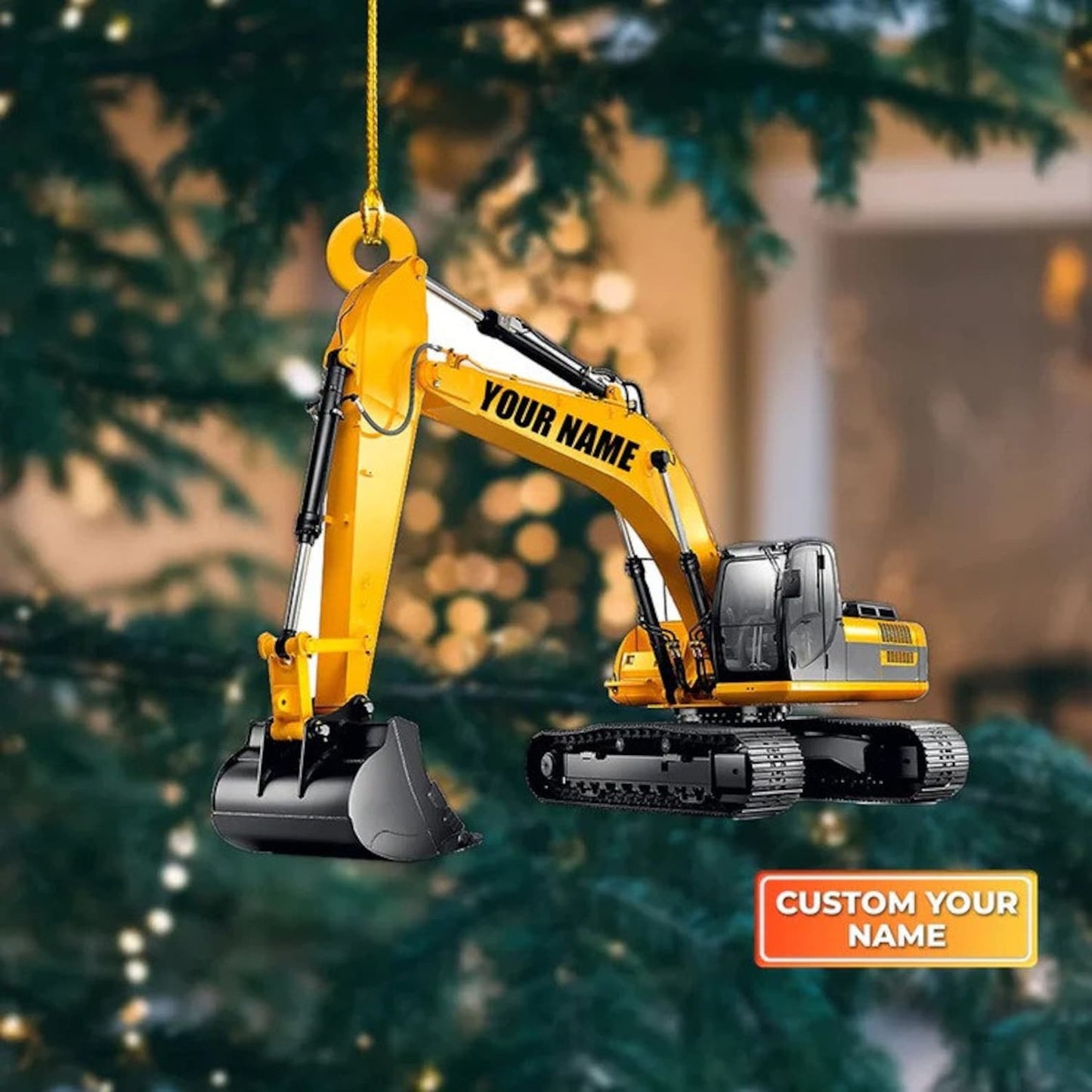 Personalized Excavator Heavy Equipment Ornament, Custom Name Truck Excavator Christmas Ornament ON0719