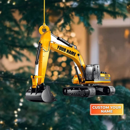 Personalized Excavator Heavy Equipment Ornament, Custom Name Truck Excavator Christmas Ornament ON0719