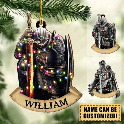 Personalized Armor Of God Christmas Ornament, Custom Knight Templar Flat Xmas Ornament With Name ON0726