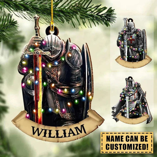 Personalized Armor Of God Christmas Ornament, Custom Knight Templar Flat Xmas Ornament With Name ON0726