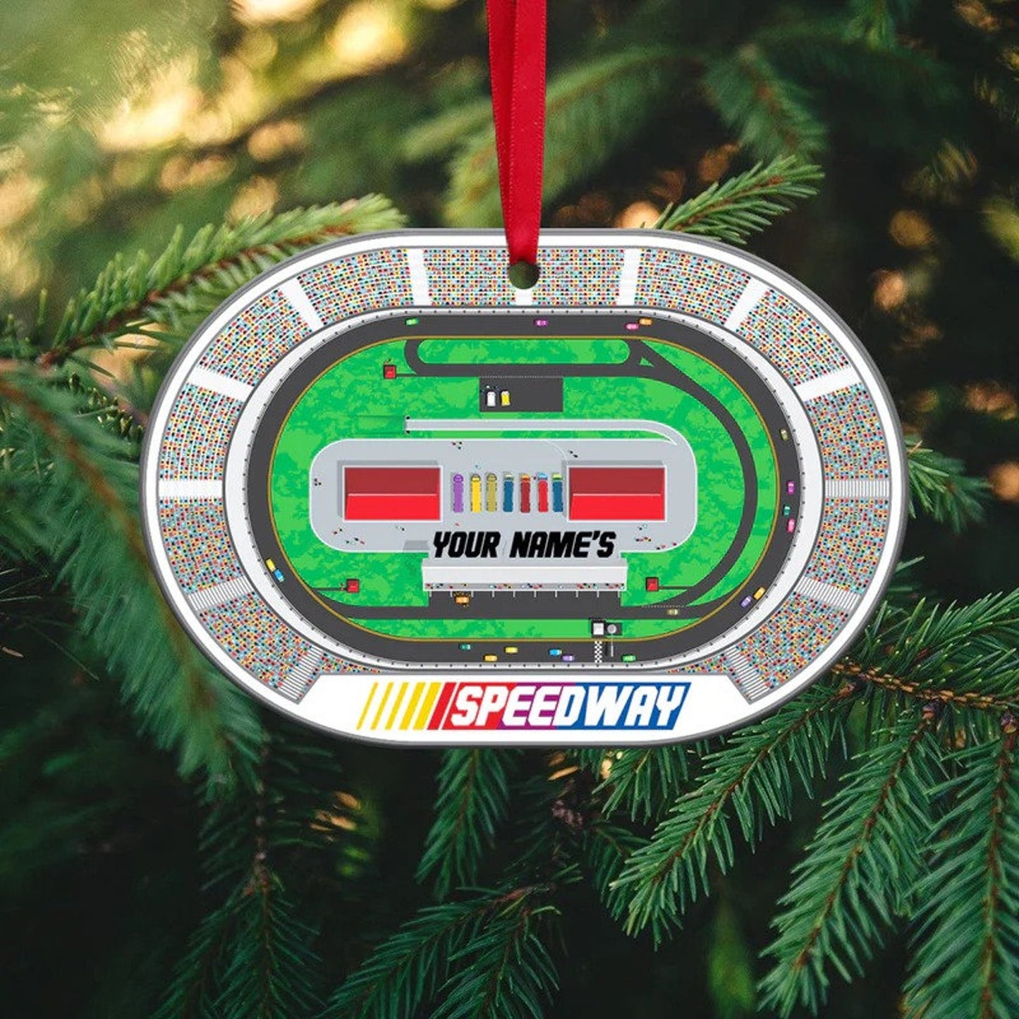 Personalized Racing Speedway Ornament, Custom Name Racer Christmas Ornament ON0722