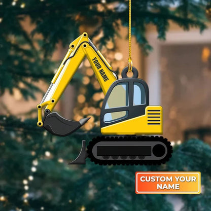 Personalized Excavator Heavy Equipment Ornament, Custom Name Truck Excavator Christmas Ornament ON0719