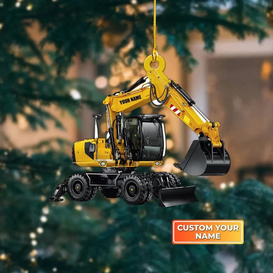 Personalized Excavator Heavy Equipment Ornament, Custom Name Truck Excavator Christmas Ornament ON0719