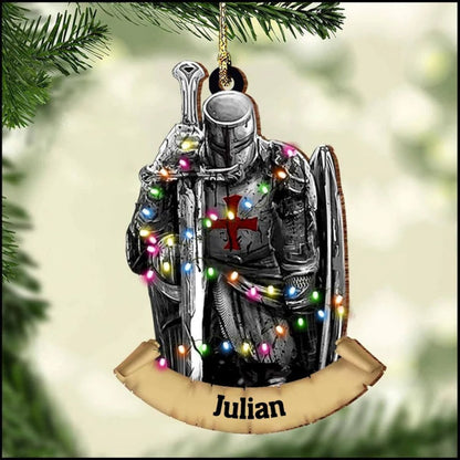 Personalized Armor Of God Christmas Ornament, Custom Knight Templar Flat Xmas Ornament With Name ON0726