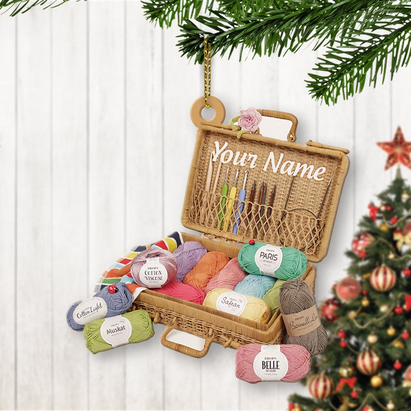 Personalized Knitting Yarns Box Christmas Ornament, Custom Name Knitting Lover Ornament ON1054